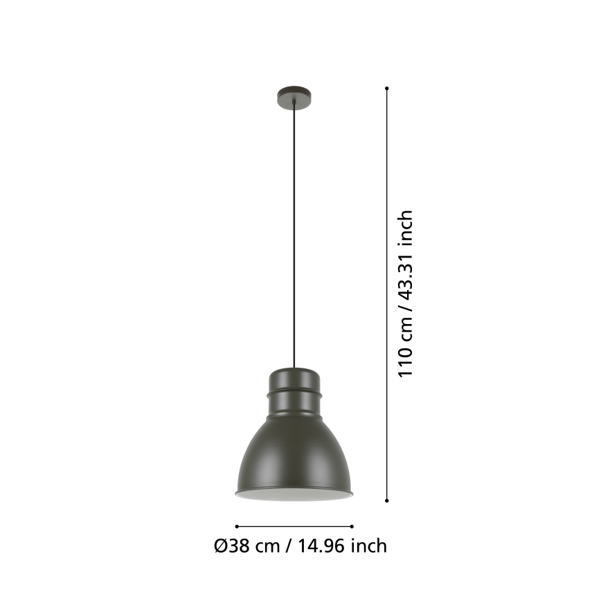 Eglo - Висящ полилей 1xE27/60W/230V сив