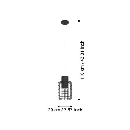 Eglo - Висящ полилей 1xE27/40W/230V Ø 20 см черен