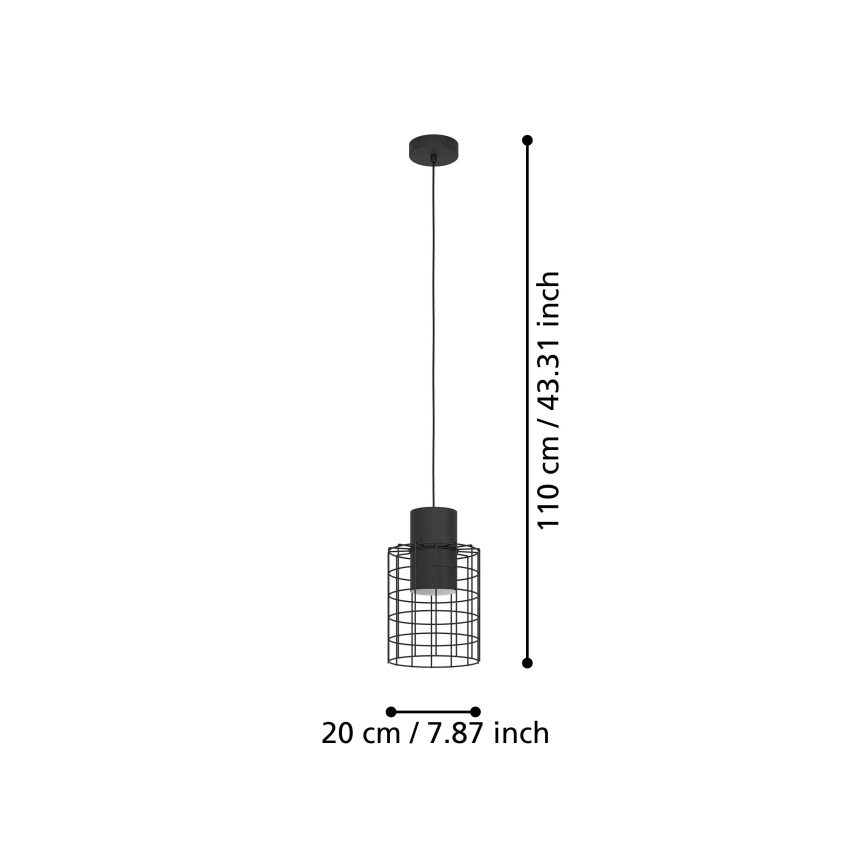 Eglo - Висящ полилей 1xE27/40W/230V Ø 20 см черен