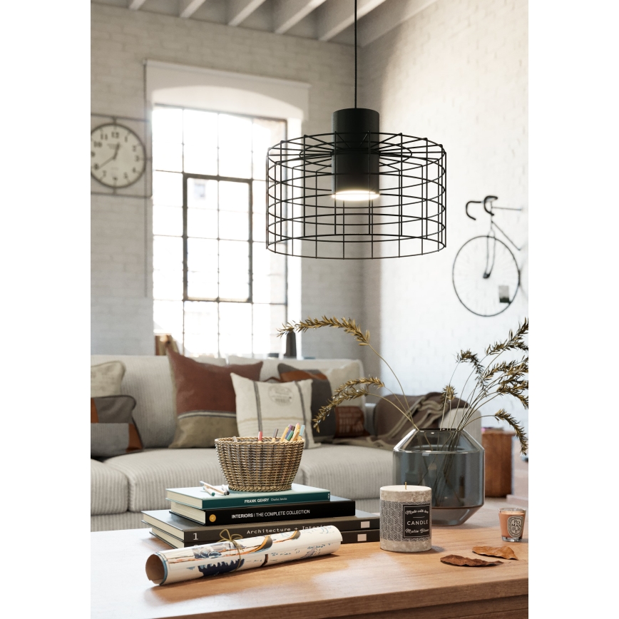 Eglo - Висящ полилей 1xE27/40W/230V Ø 38 см черен