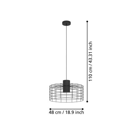 Eglo - Висящ полилей 1xE27/40W/230V Ø 48 см черен