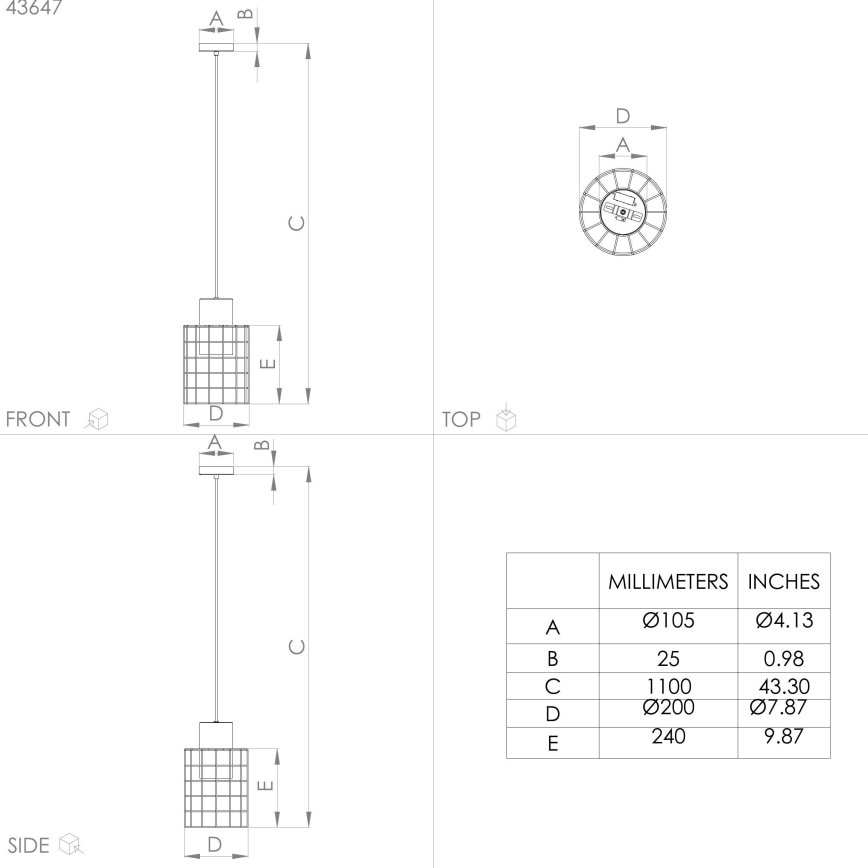 Eglo - Висящ полилей 1xE27/40W/230V Ø 20 см сребрист
