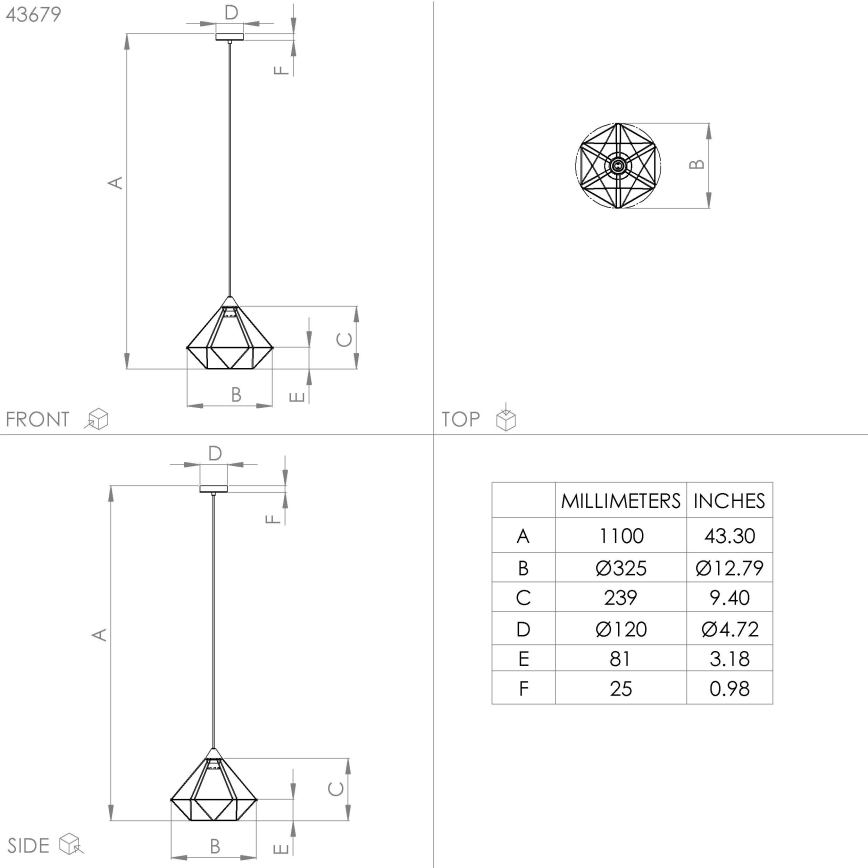 Eglo - Висящ полилей 1xE27/60W/230V Ø 32,5 см