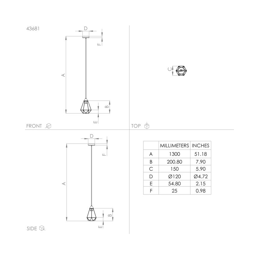 Eglo - Висящ полилей 1xE27/60W/230V Ø 17,5 cм