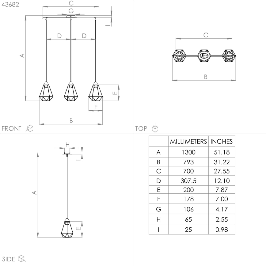Eglo - Висящ полилей 3xE27/60W/230V