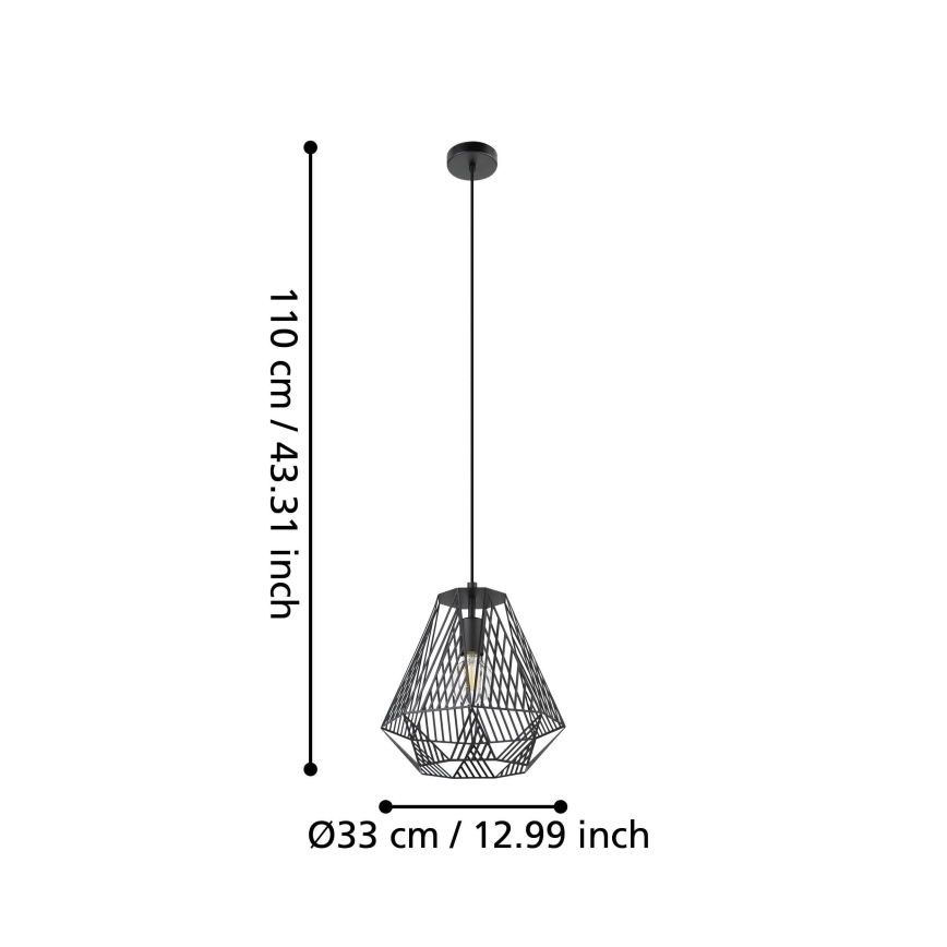 Eglo - Висящ полилей 1xE27/40W/230V черен