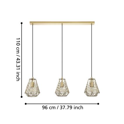 Eglo - Висящ полилей 1xE27/40W/230V златист