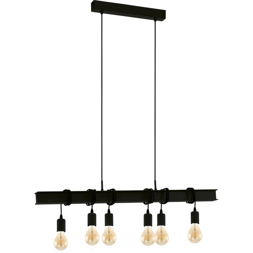 Eglo 43712 - Пендел TOWNSHEND 6xE27/60W/230V черен