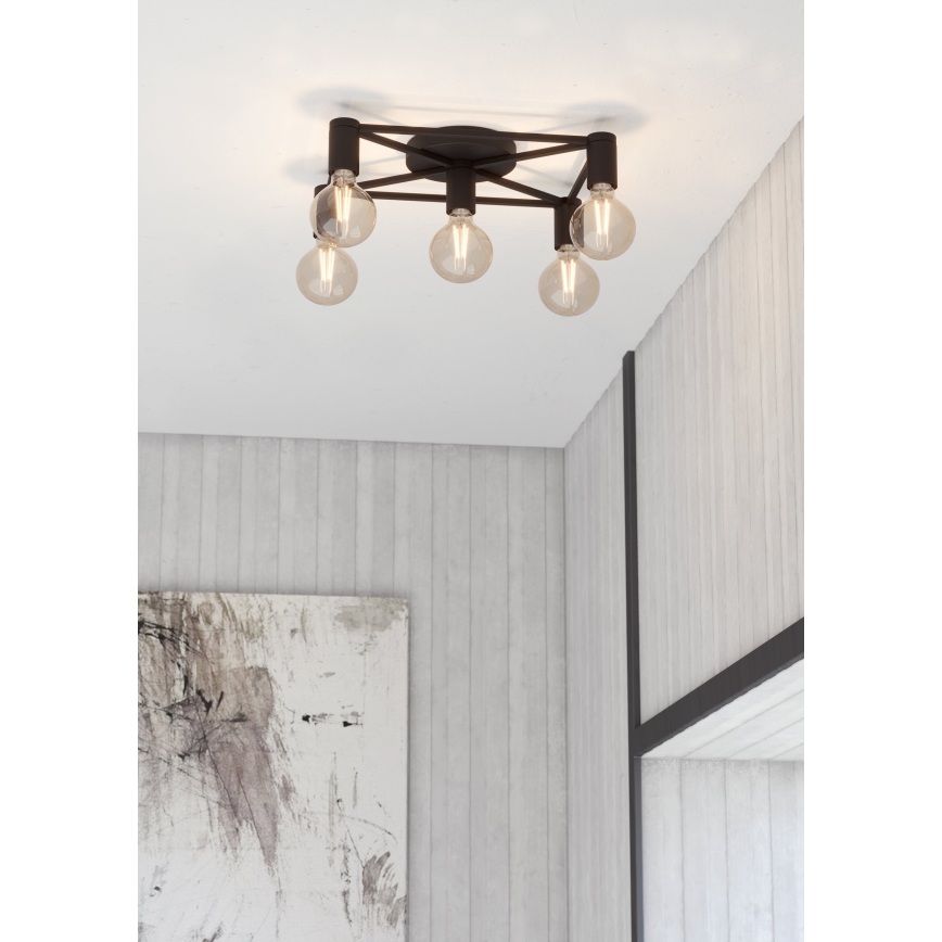 Eglo - Плафон 5xE27/40W/230V черен