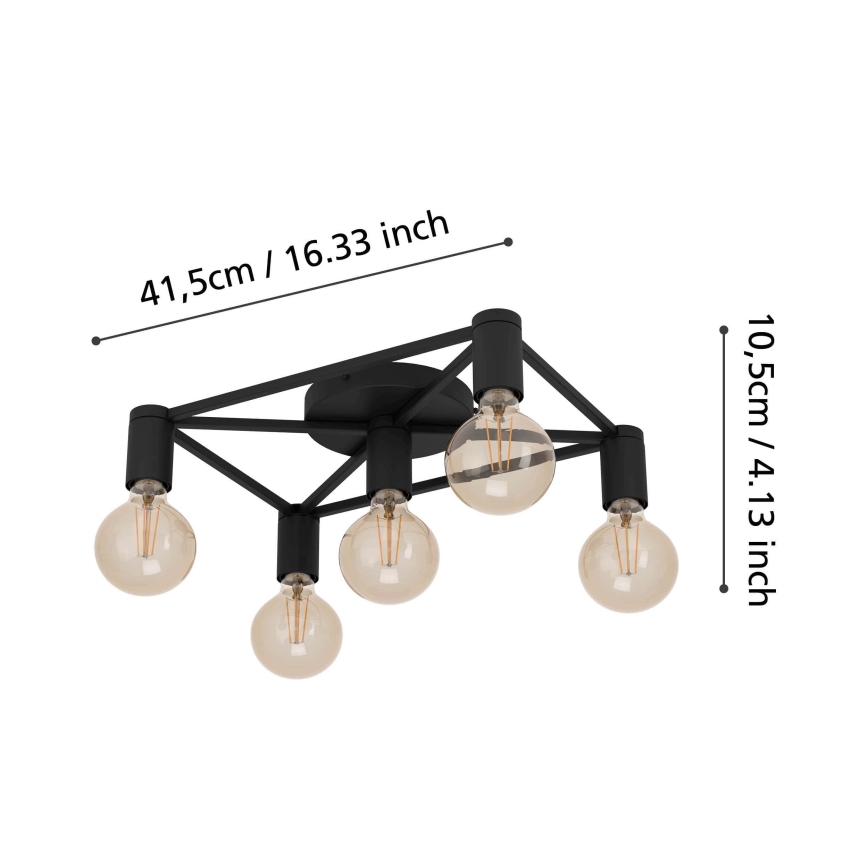 Eglo - Плафон 5xE27/40W/230V черен
