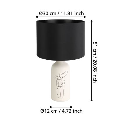 Eglo - Настолна лампа 1xE27/40W/230V черна/бяла