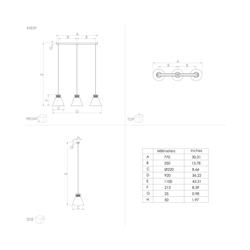 Eglo - Пендел 3xE27/40W/230V