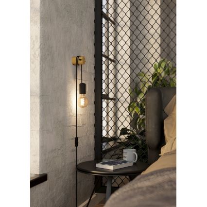 Eglo - Настенна лампа 1xE27/13W/230V черна/бежова