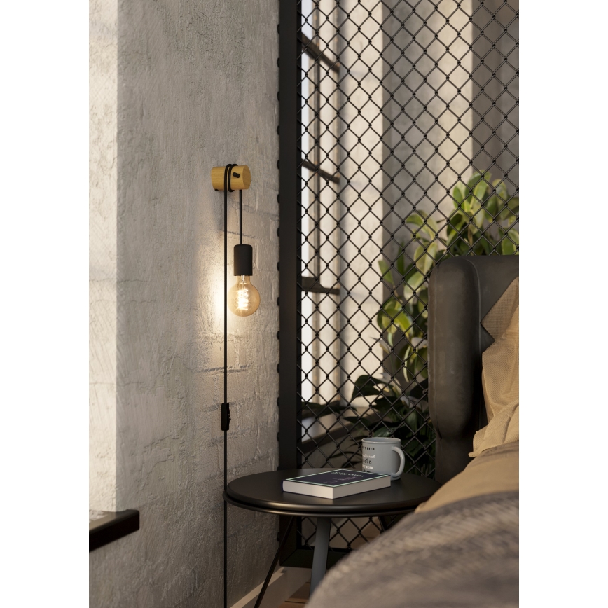 Eglo - Настенна лампа 1xE27/13W/230V черна/бежова