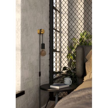 Eglo - Настенна лампа 1xE27/13W/230V черна/бежова