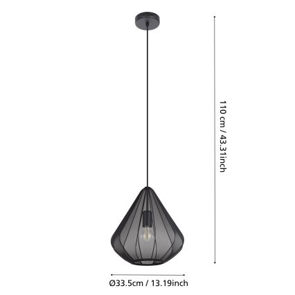 Eglo - Пендел 1xE27/40W/230V Ø 33,5 см черен