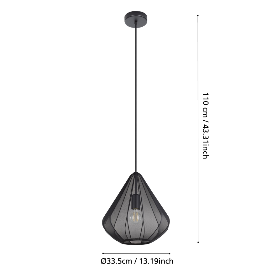 Eglo - Пендел 1xE27/40W/230V Ø 33,5 см черен