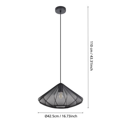 Eglo - Пендел 1xE27/40W/230V Ø 42,5 см черен