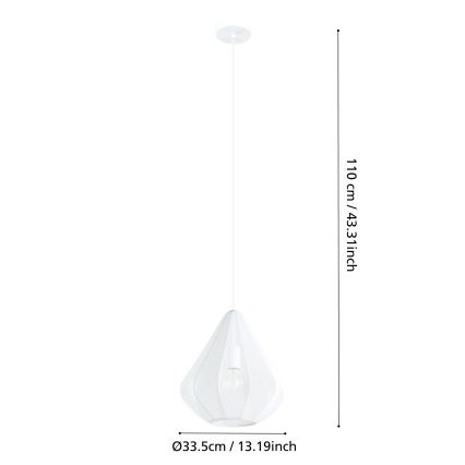 Eglo - Пендел 1xE27/40W/230V Ø 33,5 см бял