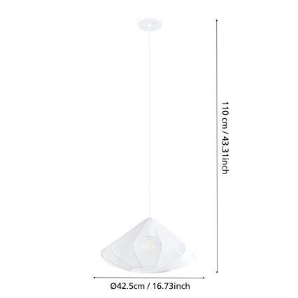 Eglo - Пендел 1xE27/40W/230V Ø 42,5 см бял