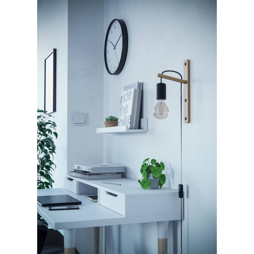 Eglo - Аплик 1xE27/10W/230V каучуков фикус кафяв/черен