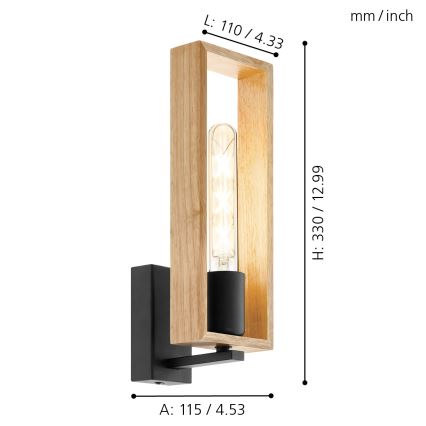 Eglo - Аплик 1xE27/60W/230V - FSC сертифицирано