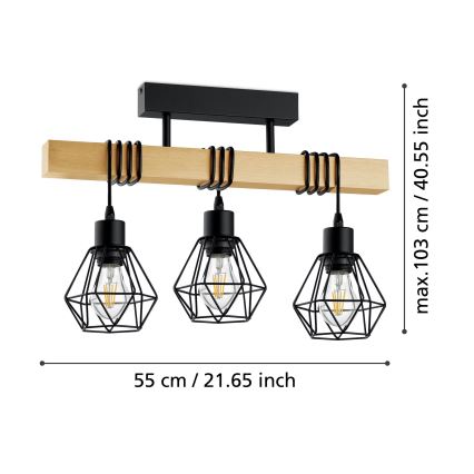 Eglo - Полилей за повърхностен монтаж TOWNSHEND 3xE27/60W/230V
