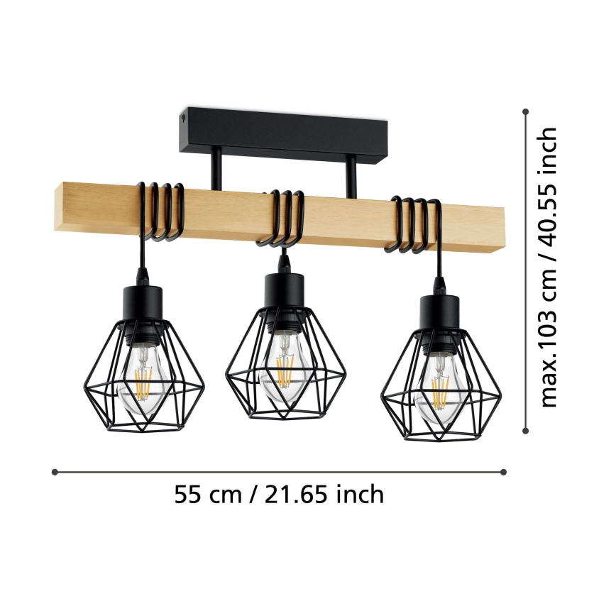 Eglo - Полилей за повърхностен монтаж TOWNSHEND 3xE27/60W/230V