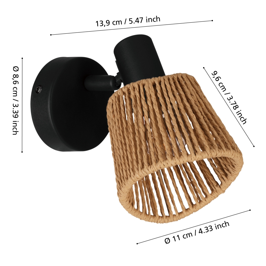 Eglo - Стенно точково осветително тяло 1xE14/10W/230V черно/бежово