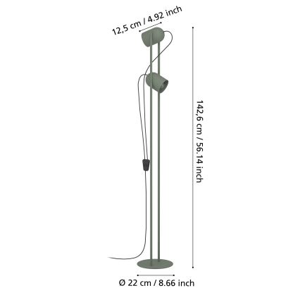 Eglo - Зелена подова лампа 2xE14/8W/230V
