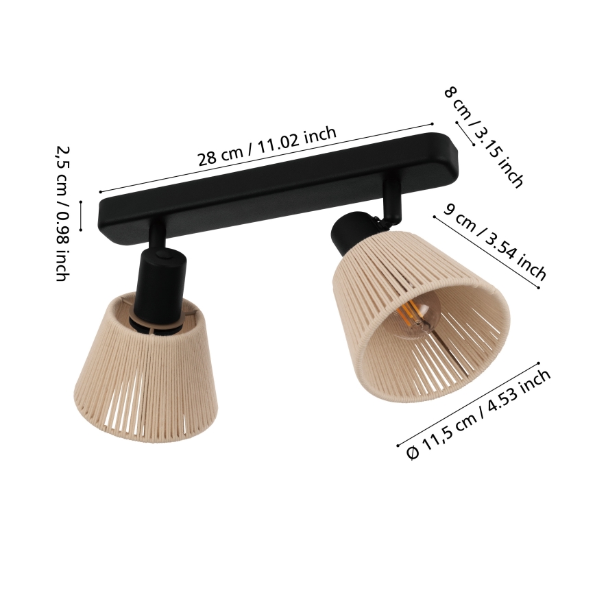 Eglo - Точково осветително тяло 2xE14/40W/230V бежово/черно