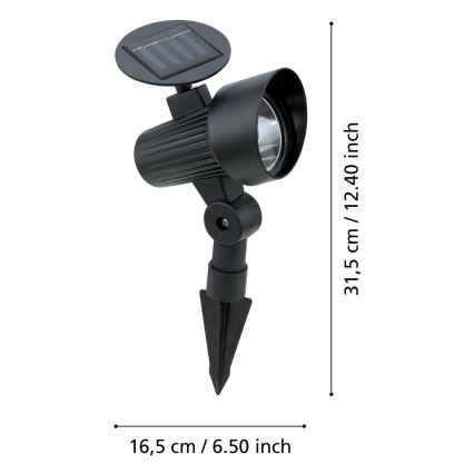 Eglo - Комплект от 3 LED соларни осветителни тела със сензор LED/200 mAh IP44 черен