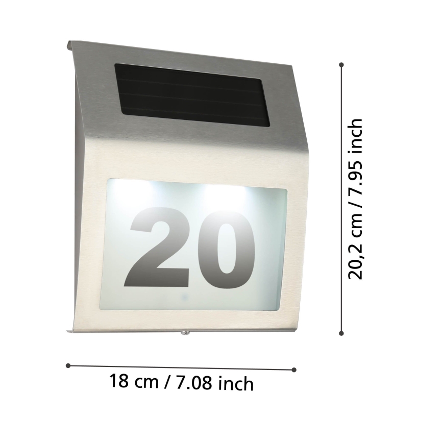 Eglo 48875 - LED Соларен номер на къща LED/1,2W/1,2V 300 mAh IP44 матов хром