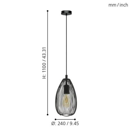 Eglo - Полилей на верижка CлъвEDON 1xE27/60W/230V