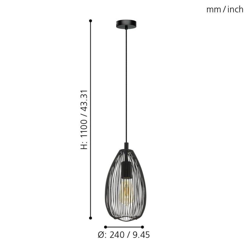Eglo - Полилей на верижка CлъвEDON 1xE27/60W/230V