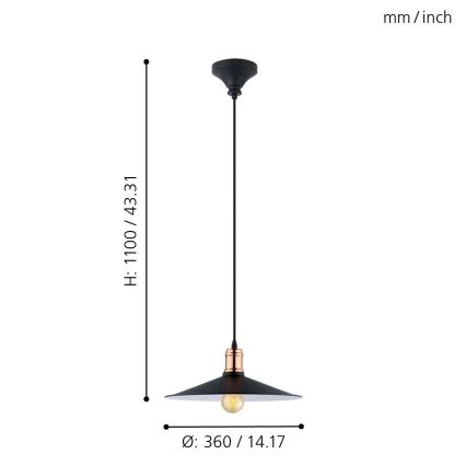 Eglo - Полилей на кабел 1xE27/60W/230V