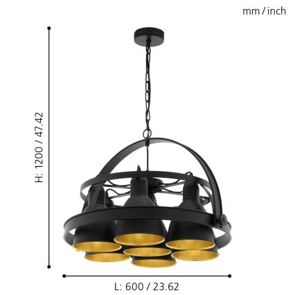 Eglo - Полилей на верижка 7xE27/60W/230V