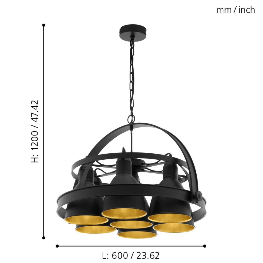 Eglo - Полилей на верижка 7xE27/60W/230V