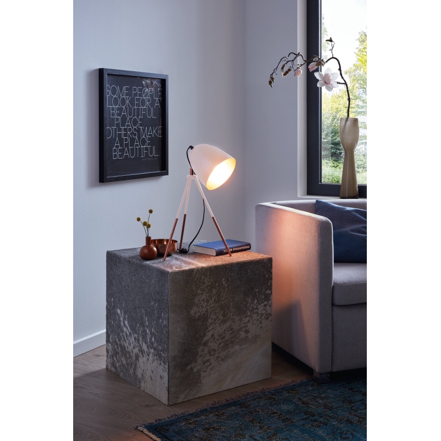 Eglo 49727 - Настолна лампа CHESTER 1xE27/60W/230V бяла/медна