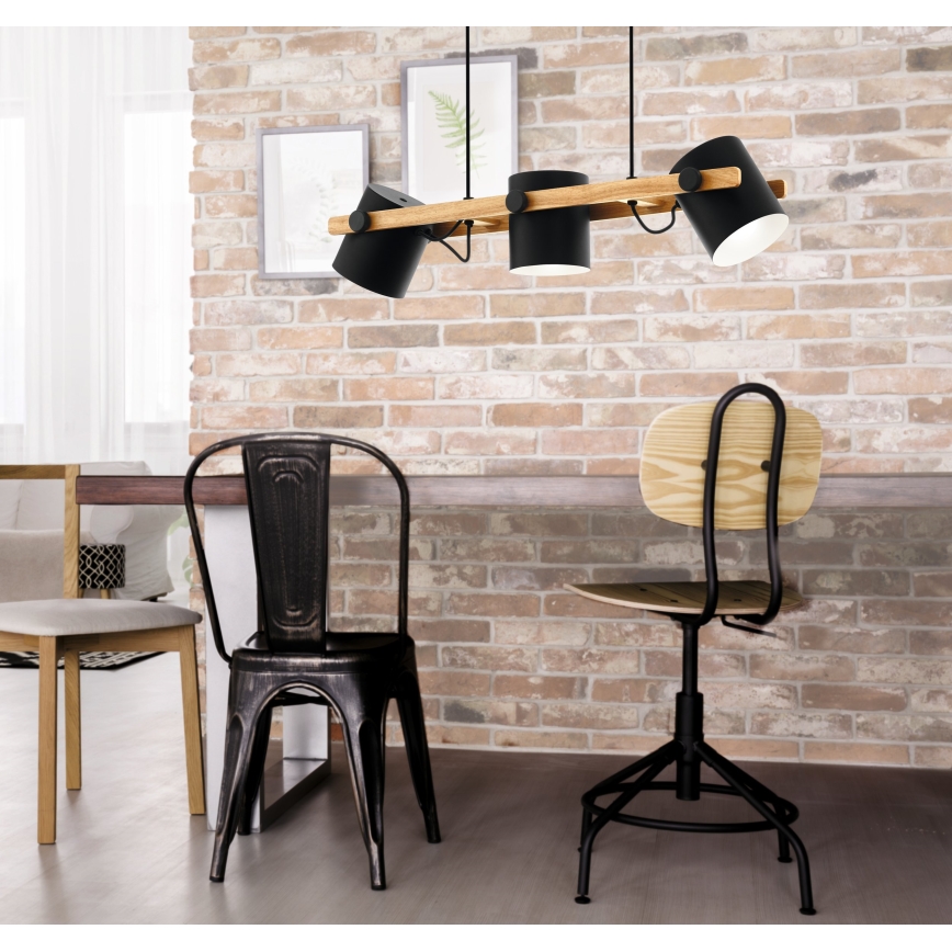 Eglo 55234 - Пендел HORNWOOD 3xE27/60W/230V