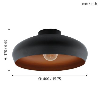 Eglo 55248 - Плафон MOGANO 1xE27/60W/230V черен