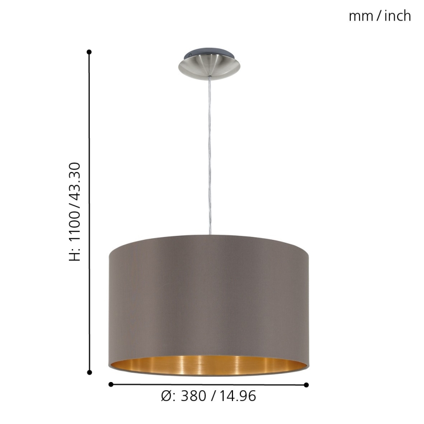 Eglo 55269 - Пендел MASERLO 1xE27/60W/230V кафяв