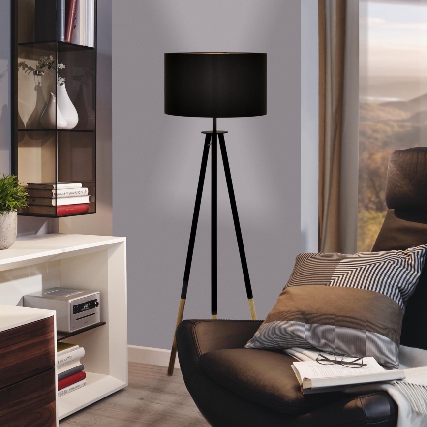 Eglo 55291 - Лампион BIDFORD 1xE27/60W/230V черен/кафяв