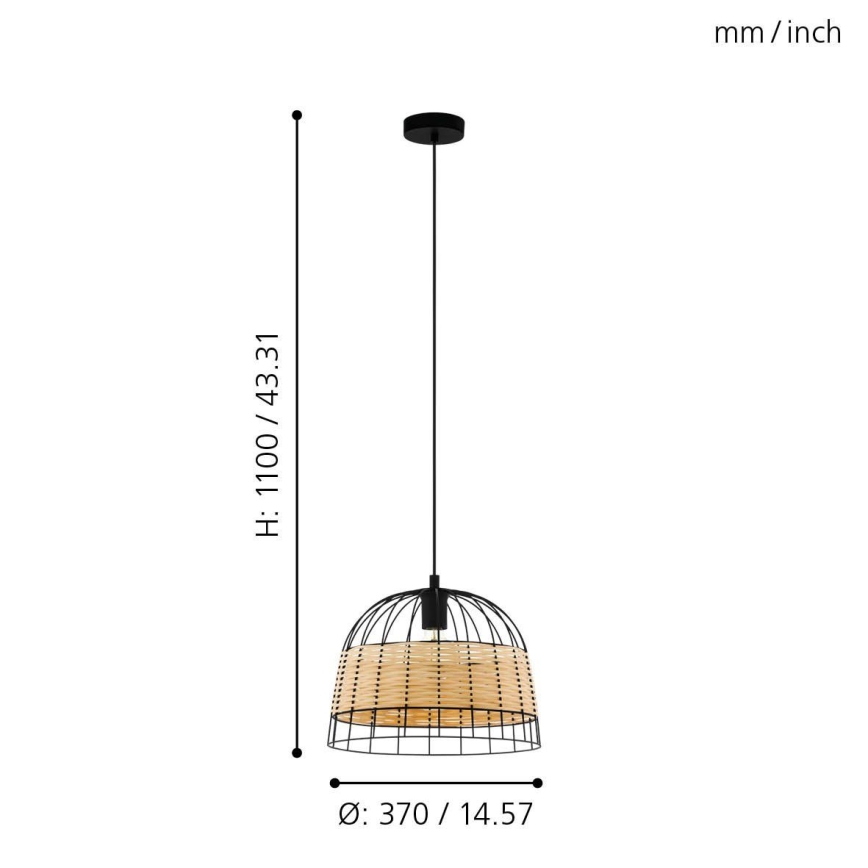 Eglo 55709 - Пендел ANWICK 1xE27/40W/230V ратан