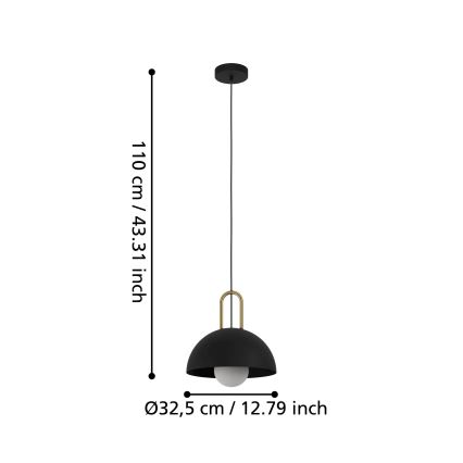 Eglo 56459 - Полилей на кабел CALMANERA 1xE27/40W/230V черен
