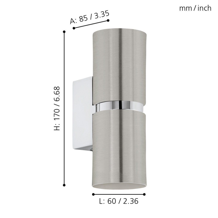 Eglo 64794 - LED аплик PASSA PRO 2xGU10/3,3W/230V 3000K матов хром