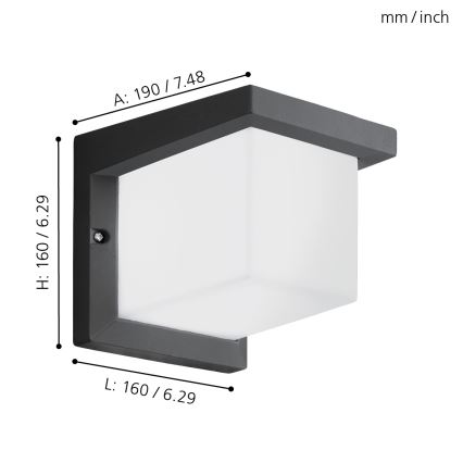 Eglo 65046 - LED Екстериорен аплик DESELLA PRO LED/10W/230V IP54 антрацит