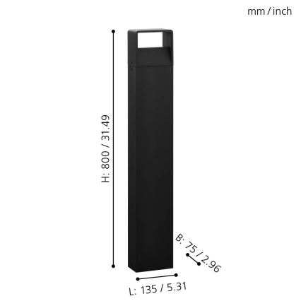Eglo 65082 - LED Екстериорна лампа DONINNI PRO LED/5W/230V 3000K 40 см IP44 антрацит