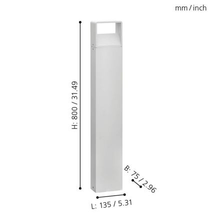 Eglo 65085 - LED Екстериорна лампа DONINNI PRO LED/5W/230V 3000K 80 см IP44 бял