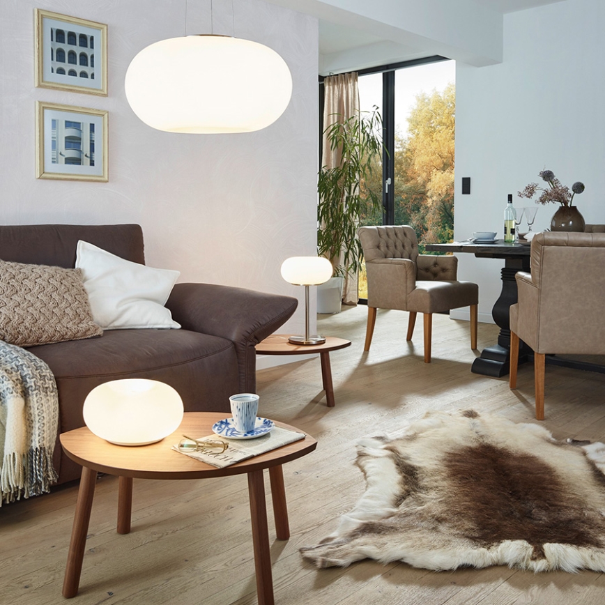 Eglo 75355 - LED RGB Димируема настолна лампа OPTICA-C 2xE27/7,5W/230V Ø 28 см + дистанционно управление